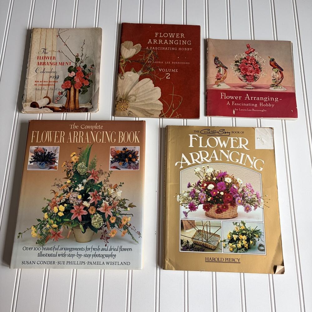 Vintage Flower Arranging Book Lot (5) 1950's-1990's Floral Design Guides Craft